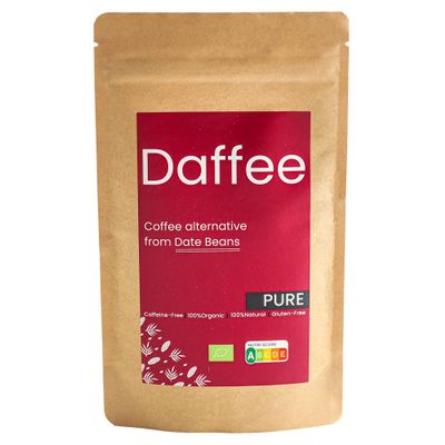 Daffee Organic Date Seed Coffee  Caffeine Free Coffee Alternative & Coffee Substitute, Ground Date Seeds, 250g