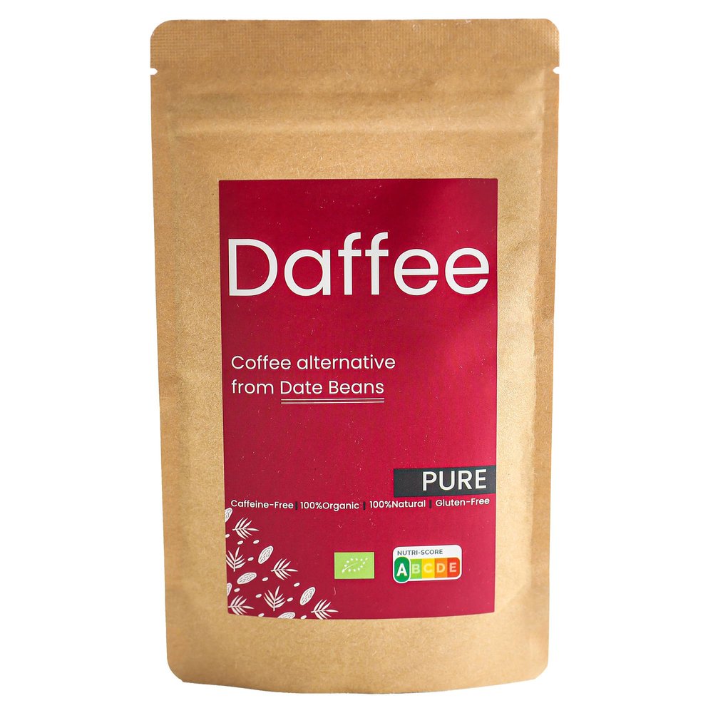 Daffee Organic Date Seed Coffee  Caffeine Free Coffee Alternative & Coffee Substitute, Ground Date Seeds, 250g