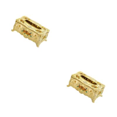 osiuujkw Stylish Rectangular Paper Box Case Holder Cover Versatile and Sturdy, Gold Orange, 2Set