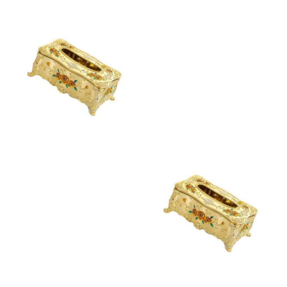osiuujkw Stylish Rectangular Paper Box Case Holder Cover Versatile and Sturdy, Gold Orange, 2Set
