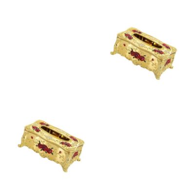 osiuujkw Stylish Rectangular Paper Box Case Holder Cover Versatile and Sturdy, Gold Red, 2Set