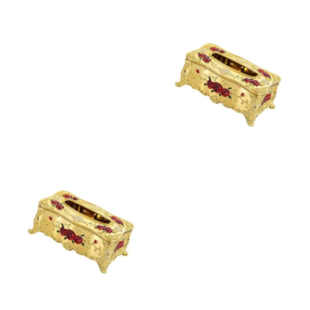 osiuujkw Stylish Rectangular Paper Box Case Holder Cover Versatile and Sturdy, Gold Red, 2Set