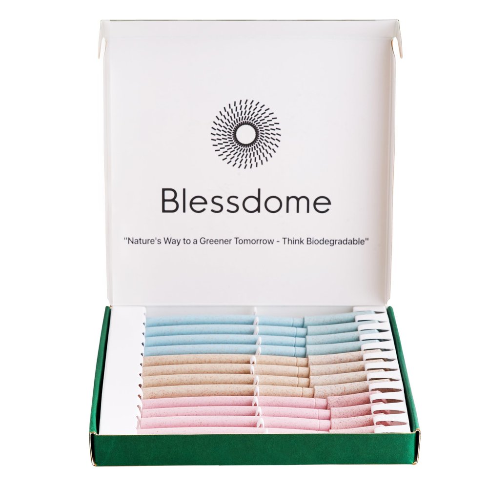 BLESSDOME 12Pcs Biodegradable Wheat Straw Eyebrow Razor Shaper for Women | Peach Fuzz & Facial Hair Remover and Trimmer | Exfoliating Dermaplane Tool |Eco-Friendly Dermaplaning Blades for Face