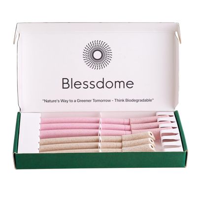 BLESSDOME 6Pcs Biodegradable Wheat Straw Eyebrow Razor Shaper for Women | Peach Fuzz & Facial Hair Remover and Trimmer | Exfoliating Dermaplane Tool |Eco-Friendly Dermaplaning Blades for Face