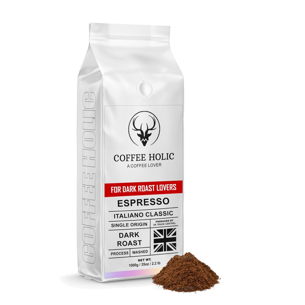 Coffee Holic - Italian Ground Coffee - 1Kg - (Espresso Italiano Classic) - Dark Roast - Rich Flavoured - Made From Italian Coffee Beans