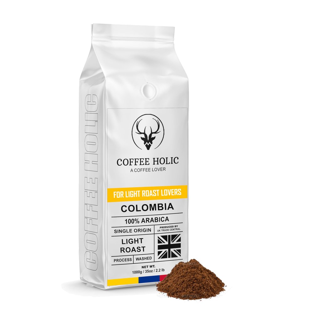 Coffee Holic - Colombian Ground Coffee - 1k - (Arabica) - Light Roast - Rich Flavoured - Made From Colombia Coffee Beans