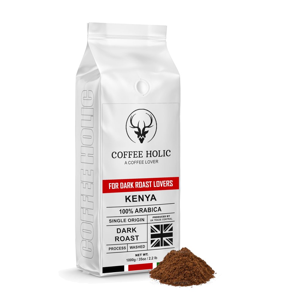 Coffee Holic - Kenya Ground Coffee - 1Kg - (Arabica) - Dark Roast - Rich Flavoured - Made From Kenya Coffee Beans