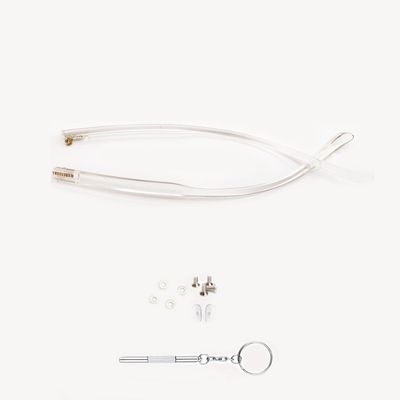 1 Pair Glasses Legs Replacement Temples Metal Glasses Frame Arms Replacements Screws and Screwdriver Single Flat Teeth (Transparent)
