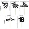 30 Pack Happy 18th Birthday Cupcake Toppers Black Glitter 18 Fabulous Cheers to 18 Years Old Birthday Cupcake Picks for Anniversary Party Cake Decorations view 2