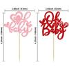 24Pcs Oh Baby Valentine's Day Cupcake Toppers Glitter Baby Feet Sweet Love Heart Oh Baby Cupcake Picks for Love Valentine's Day Theme Baby Shower Birthday Party Cake Decorations Supplies Multi view 2