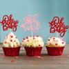 24Pcs Oh Baby Valentine's Day Cupcake Toppers Glitter Baby Feet Sweet Love Heart Oh Baby Cupcake Picks for Love Valentine's Day Theme Baby Shower Birthday Party Cake Decorations Supplies Multi view 4
