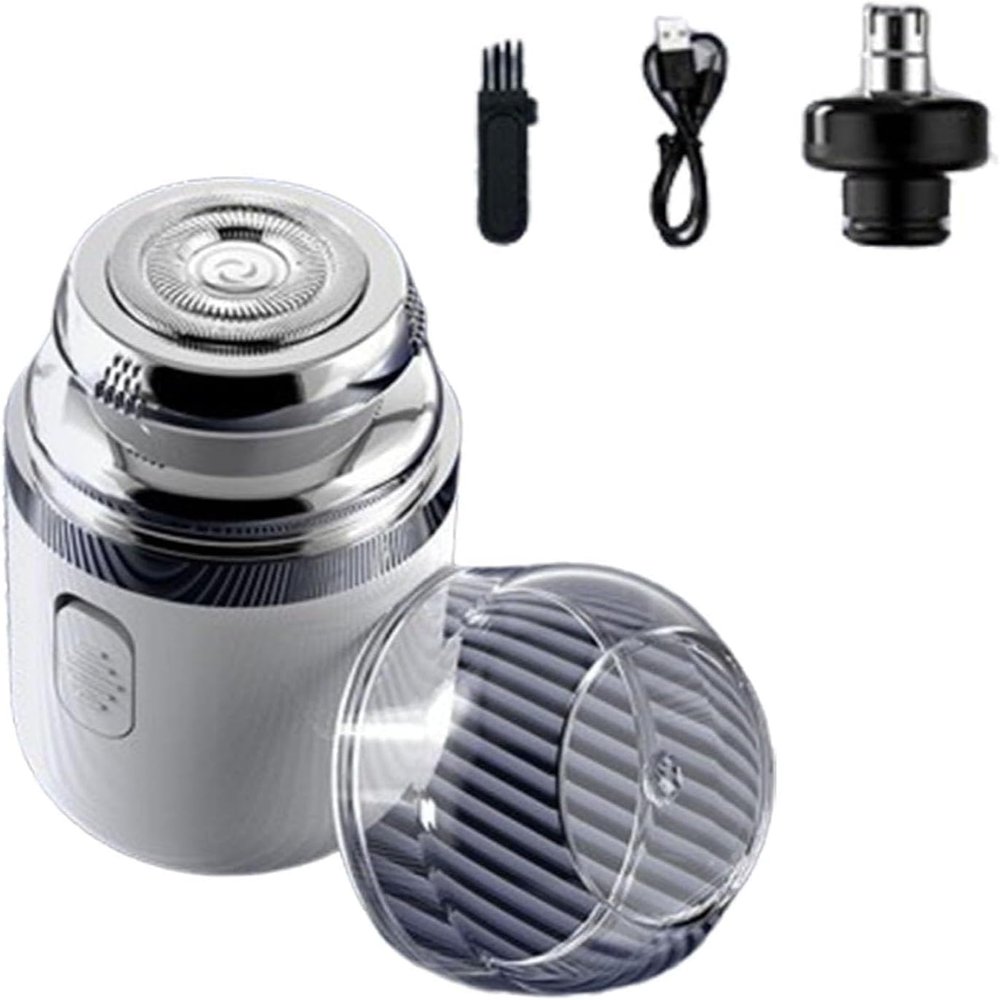 2024 Portable Multifunctional Capsule Shaver, Type-C Charging, Washable Capsule Shaver Mini Shaver Men, Automatic Men's Electric Shaver, Mini Capsule Shaver (White)