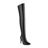 WOkismD 10CM/3.93IN Over-The-Knee Boots Sexy Pointed Toe Stiletto High Heel Medium Heel Elastic Plus Velvet Boots,Black,35 view 1