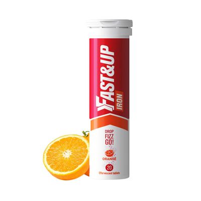 Fast&Up Iron  19mg Iron Daily Supplement  20 Effervescent Tablets- Fulfils Daily Iron RDA  Refreshing Orange Flavour