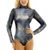 KBOPLEMQ Women's Shiny Ballet Suit, Ballet Body, Metallic Wetlook One-Piece Leotard, Overall, Patent Leather Tops, Costume, Sports, Dance Bodysuit, Leotard, Leotard, Long-Sleeved Bodysuit, O Dark view 3