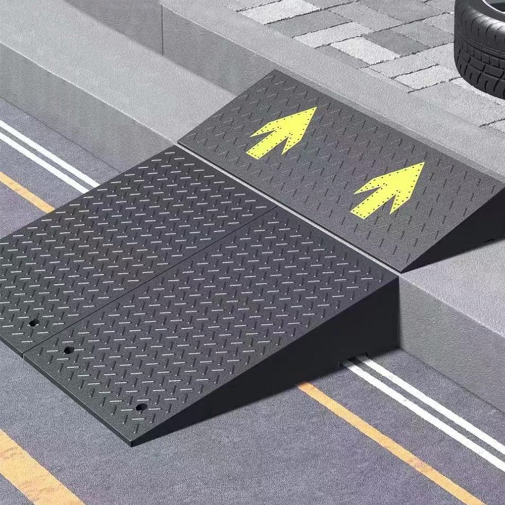 2 Pack Rise Rubber Curb Ramp Heavy Duty Driveway Ramps For Sidewalk Portable Lightweight Threshold Ramp Set Step Ramp For Sidewalk Lawn Mower Cars Wheelchairs Pet Mobility Scooter Bike Motorcycle (Si