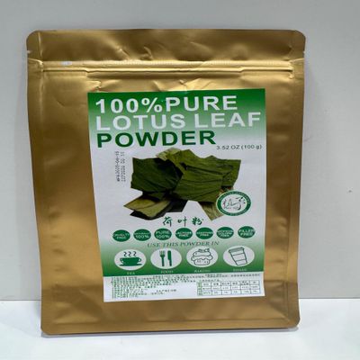 100% Natural Pure Lotus Leaf Powder 100g/3.52oz Lotus Leaves Tea Smoothies, Shakes, Baking & Drinks,| Free from Preservatives