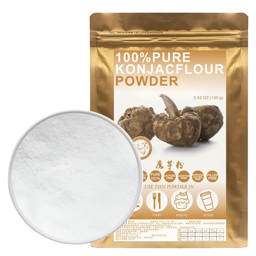 100% Natural Pure Konjak Powder 100g/3.52oz  Konjac Gum Powder for Cornstarch Substitute, Thickener| Free from Preservatives, No Added Sugar