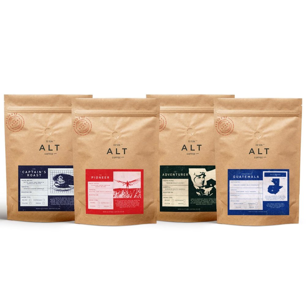 Altitude Coffee London - Specialty Coffee Premium Collection, Medium Roasts, Whole Beans (4 x 250g)
