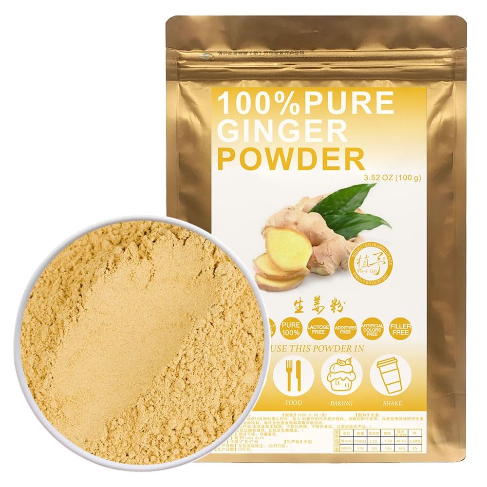 100% Natural Pure Ginger Powder 100g/3.52oz  Great Flavor and Highly Aromatic, Fine Loose Powder for Better Mixing without Settling, Best for Cooking, Baking, Tea & More Free, from Preservatives