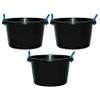 45L Litre Black Heavy Duty Multipurpose Plastic Tub Bucket Planter With Rope Handles Muck Bucket Open-Top Storage Round Utility Tub for Indoor or Outdoor Home Garden - Made In UK (3 QTY, 45 Litre) view 1