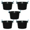 45L Litre Black Heavy Duty Multipurpose Plastic Tub Bucket Planter With Rope Handles Muck Bucket Open-Top Storage Round Utility Tub for Indoor or Outdoor Home Garden - Made In UK (5 QTY, 45 Litre) view 1