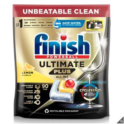 AHG Investment Finish Ultimate Plus All in One Lemon Sparkle, 90 Pack