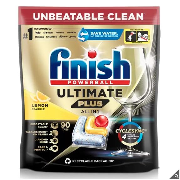 AHG Investment Finish Ultimate Plus All in One Lemon Sparkle, 90 Pack