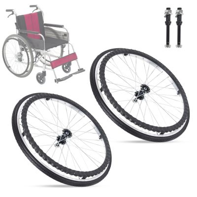 WORDFUN Solid PU Rear Caster, Wheelchair Wheels Replacement Parts, 24" Wheelchair Casters, With Bearing, Load Capacity 150kg, Wheelchair Rear Wheel, Walker Wheels, 2 Pcs