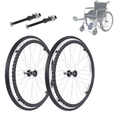 WORDFUN 24" Wheelchair Rear Wheel, 1 Pair Solid Polyurethane Wheel, Puncture Proof Tires Replacement For Manual Wheelchairs Rollators, Wear-resistant AntiSlip Wheel, 1.4cm Screw