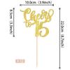 12 Pack Happy 15th Birthday Centerpiece Sticks - Assembled Glitter Cheers to 15 Years Table Centerpiece Sticks for Fabulous Birthday Theme Party Supplies - Gold view 2