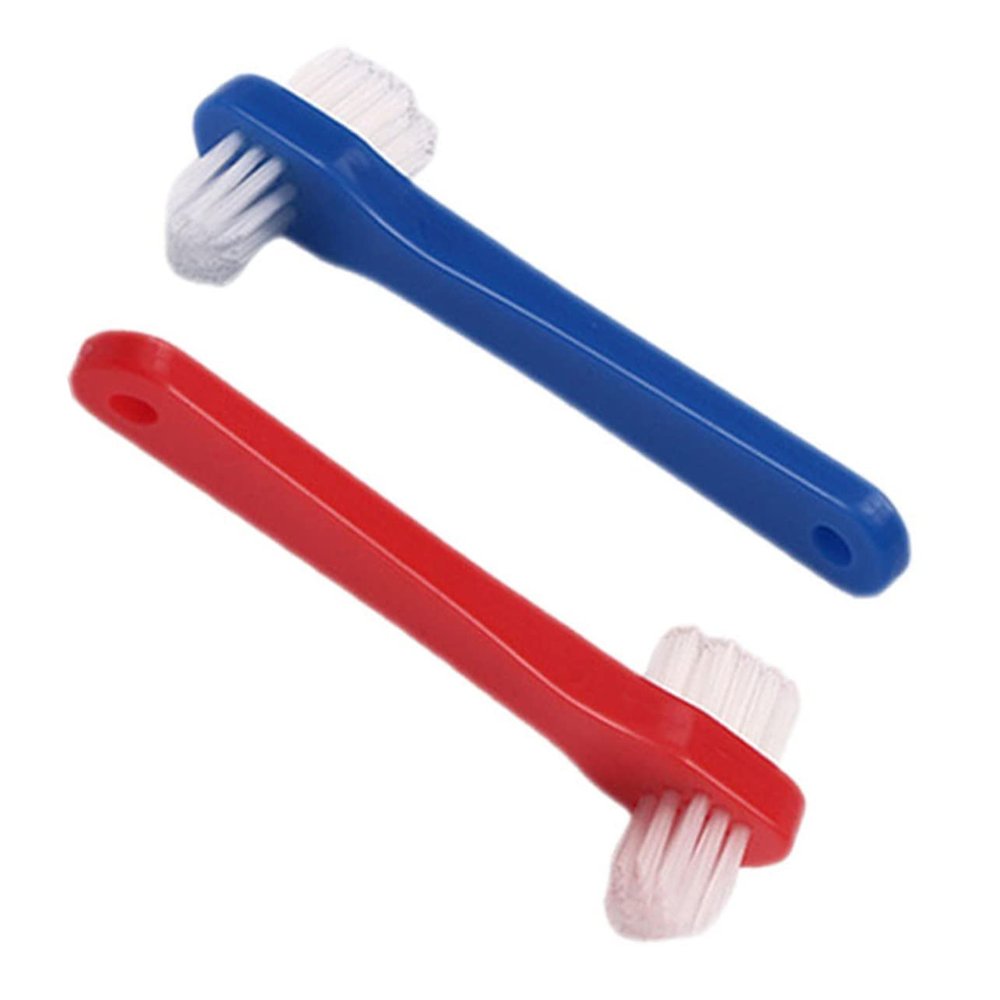 Gatuida 2pcs Denture Toothbrush Small Dual-Head Oral Care Cleaning Tool for False Teeth Plaque Removal