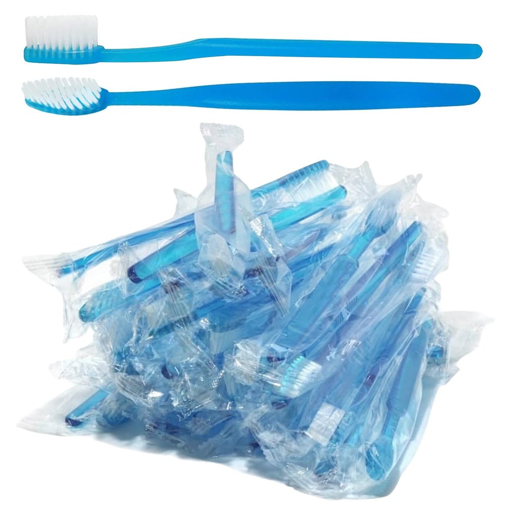20-Pack Blue Disposable Toothbrushes for Travel - Convenient & Hygienic, Easy-to-Carry Oral Care
