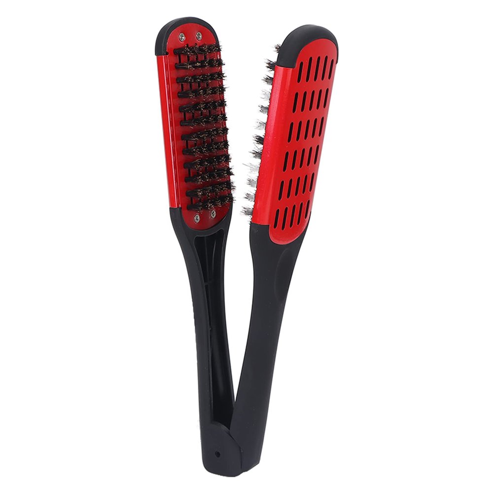Beard Straightener Comb,Professional Double Sided Beard Straightening Brush,V Shaped Beard Brush - Stylish Hair Splint Tool for Smooth and Silky Beard(red)