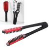 Beard Straightener Comb,Professional Double Sided Beard Straightening Brush,V Shaped Beard Brush - Stylish Hair Splint Tool for Smooth and Silky Beard(red) view 4
