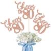 Rsstarxi 12 Pack Cheers to 80 Years Centerpiece Sticks Glitter 80th Birthday Table Toppers Decorations for 80th Birthday Wedding Anniversary Party Decorations Rose Gold view 1