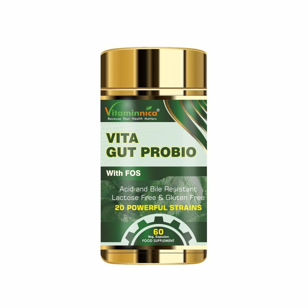 Vitaminnica Vita Gut Probio - Natural Gut Balance Supplement with Digestive Health and Immune Support | 20 Powerful Strains | 60 Capsules