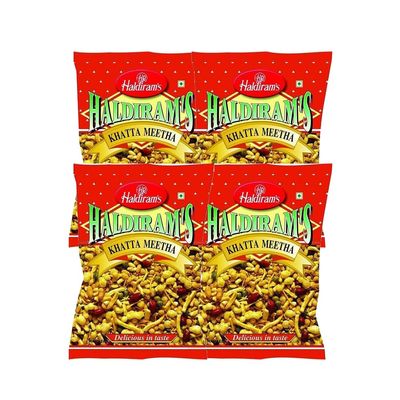 Haldiram'S Sweet & Spicy snacks, Treat for Every Occasions, Crispy and Crunchy, Authentic Taste, Indian Savouries, Multiple Pack 200g (KHATTA MEETHA, PACK OF 4)