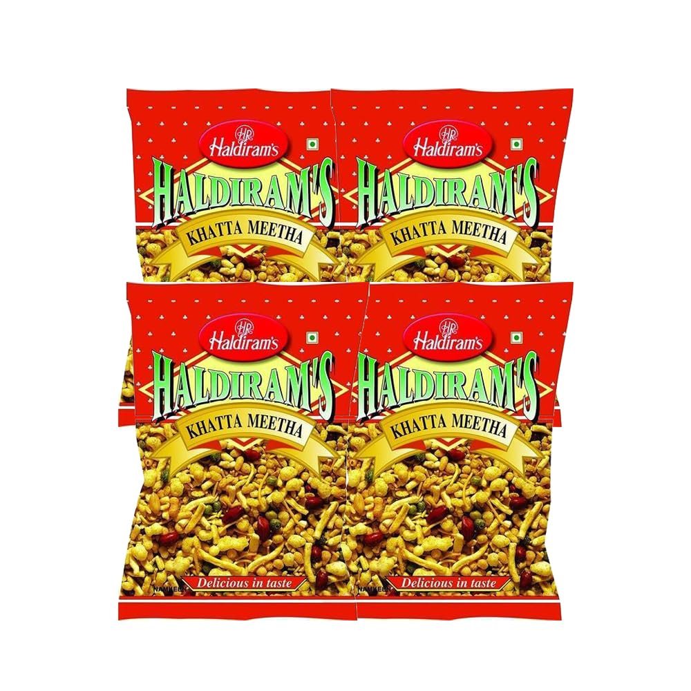 Haldiram'S Sweet & Spicy snacks, Treat for Every Occasions, Crispy and Crunchy, Authentic Taste, Indian Savouries, Multiple Pack 200g (KHATTA MEETHA, PACK OF 4)