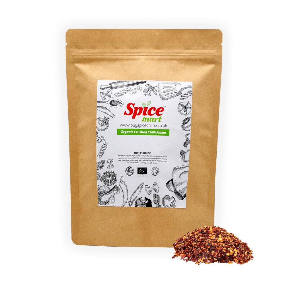 225g | Organic Whole Spices | Ground Spices | Herbs | Seeds | Chilli | Superfoods Soil Association Certified (Organic Crushed Chilli Flakes)