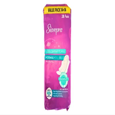 28 Ultra Sanitary Towels Normal+ Wings with Aloe Vera (1 Pack) - Siempre Hygiene Pads