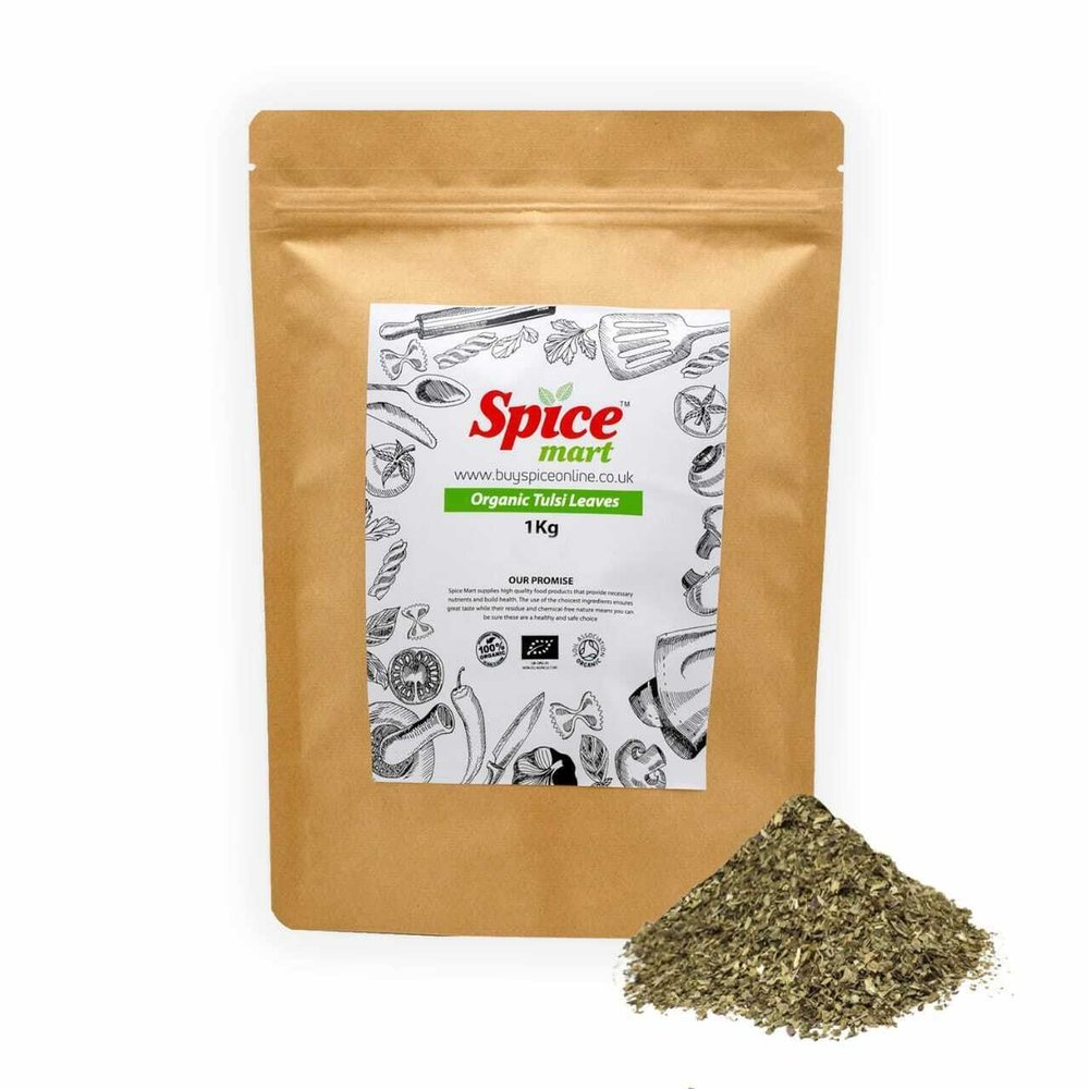 225g | Organic Whole Spices | Ground Spices | Herbs | Seeds | Chilli | Superfoods Soil Association Certified (Organic Tulsi Leaves)