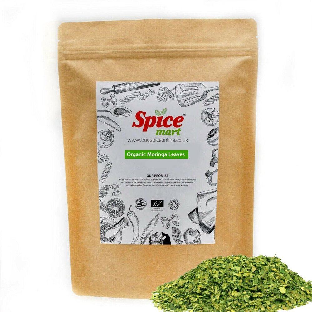 225g | Organic Whole Spices | Ground Spices | Herbs | Seeds | Chilli | Superfoods Soil Association Certified (Organic Moringa Leaves)