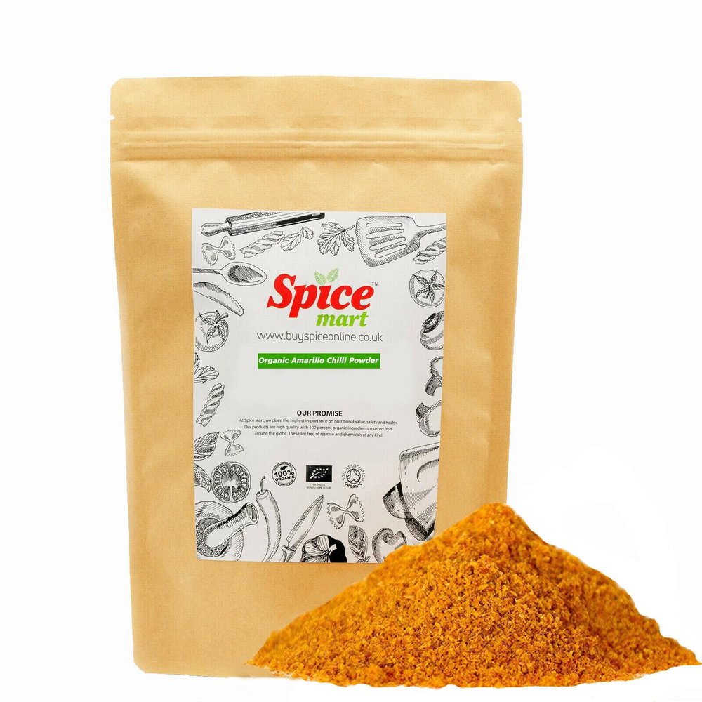 225g | Organic Whole Spices | Ground Spices | Herbs | Seeds | Chilli | Superfoods Soil Association Certified (Organic Amarillo Chilli Powder)