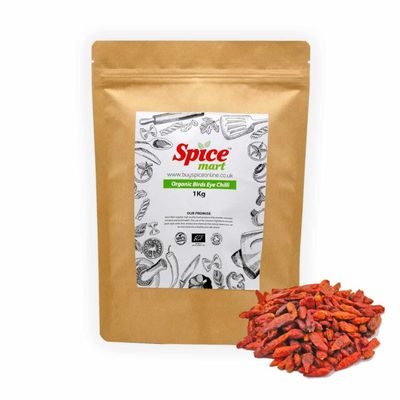 225g | Organic Whole Spices | Ground Spices | Herbs | Seeds | Chilli | Superfoods Soil Association Certified (Organic Bird Eye Chillies)