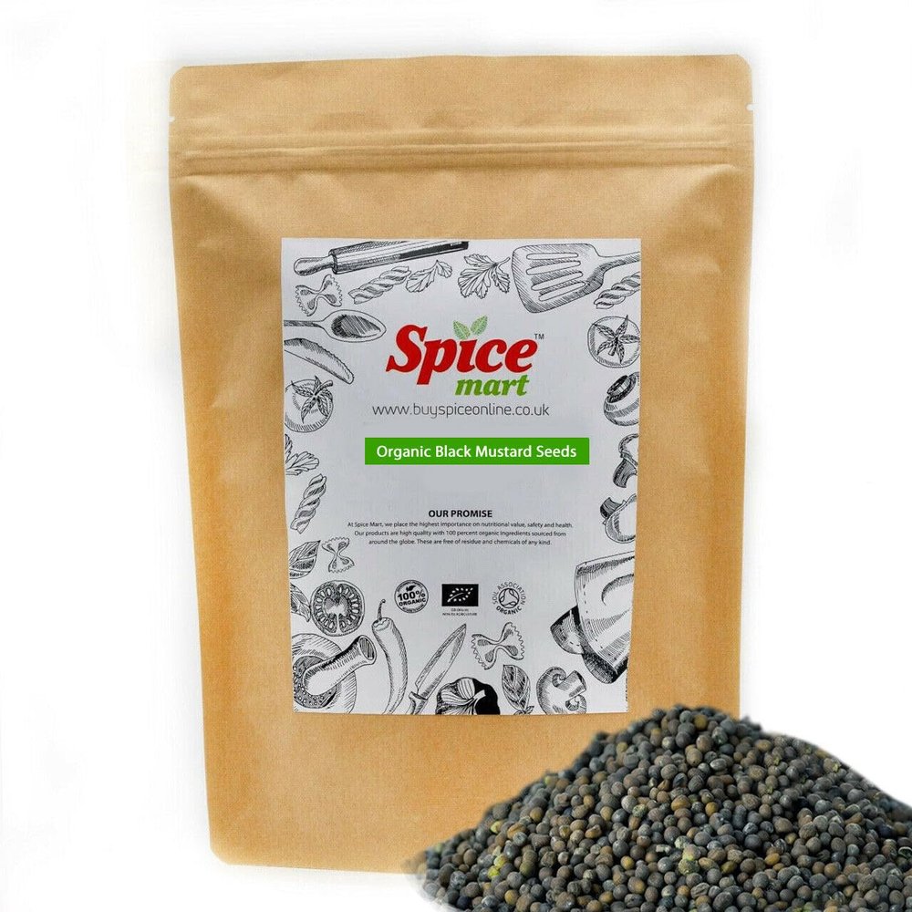225g | Organic Whole Spices | Ground Spices | Herbs | Seeds | Chilli | Superfoods Soil Association Certified (Organic Black Mustard Seeds)