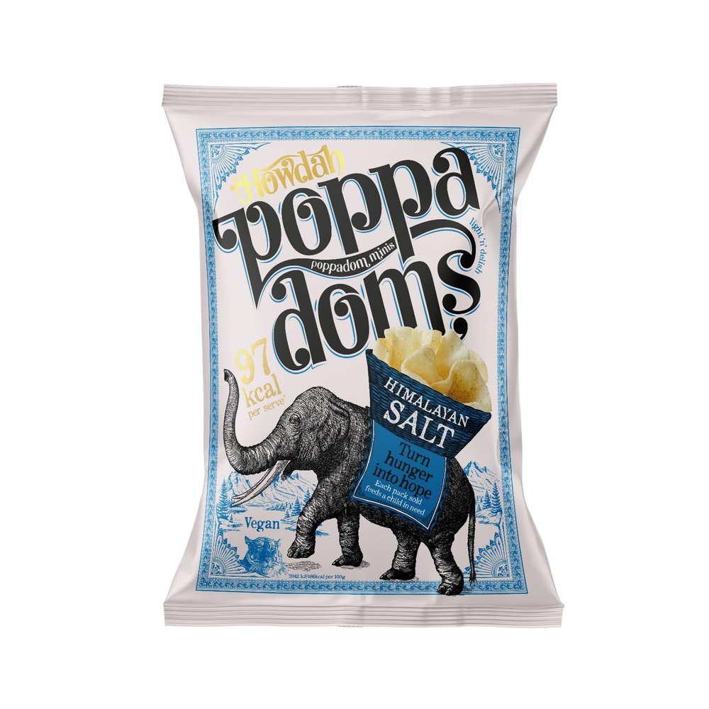 Howdah Poppadom Minis - Mini Poppadoms Light, Crunchy & Authentic, Perfect for Healthy Solo Snacking or as Party Food Snacks & Guilt-Free Crisps - Infused with Himalayan Salt, Himalayan Salt 6 Pack