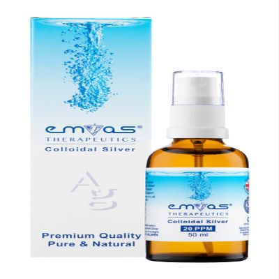 EMIAS Therapeutics UK - 20 PPM Colloidal Silver - 50ml Spray Applicator in Amber Glass Bottle - Pure and Natural, Premium Quality.