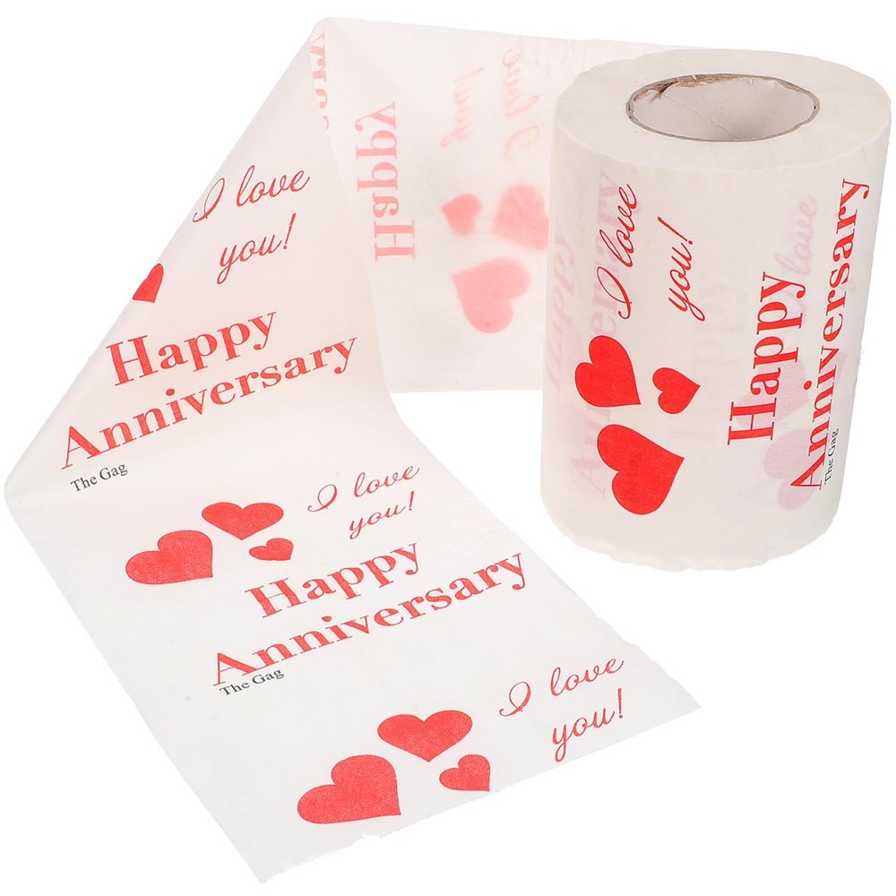 1 Roll Valentines Day Toilet Paper Romantic Love Heart Printed Toilet Paper Happy Anniversary for Wedding Valentines Day