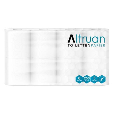Altruan Toilet Paper, 3-Layer, White